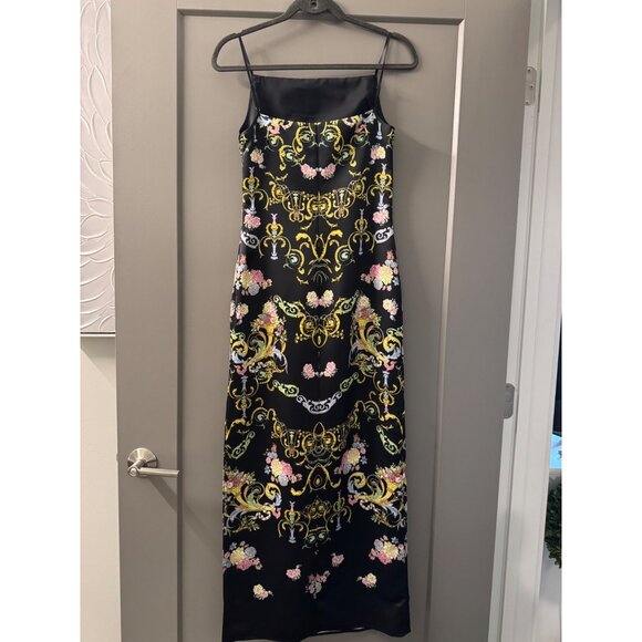 Versace Jeans Couture Womens Black Maxi Slip Dress With Baroque Floral Print - Picture 5 of 6